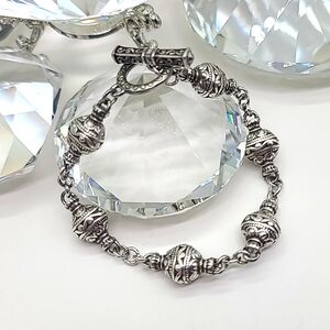 $52 Brighton "TAYLA" Scroll & Dot Toggle Bracelet w Lantern Beads Links Retired!